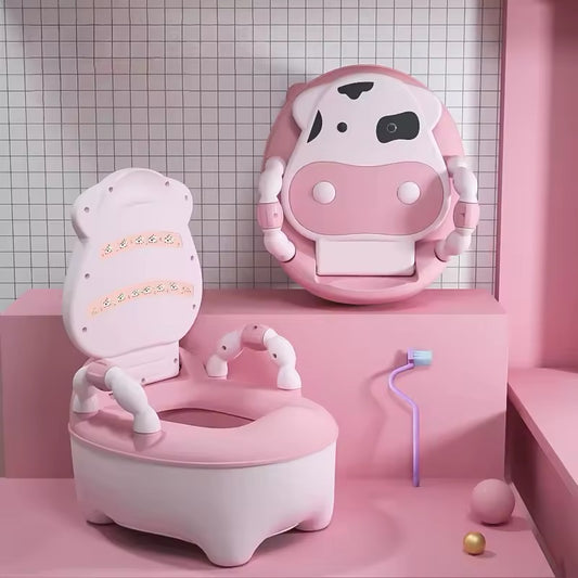 Cow-Themed Kids’ Potty Training Seat with Backrest & Arm Support