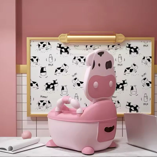 Cow-Themed Kids’ Potty Training Seat with Backrest & Arm Support