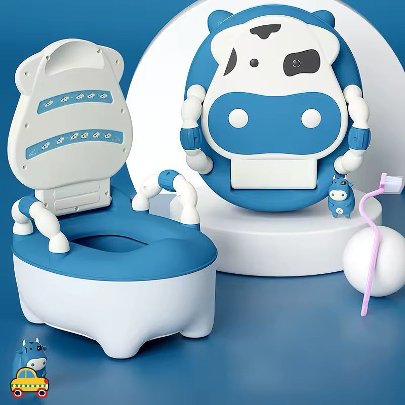 Cow-Themed Kids’ Potty Training Seat with Backrest & Arm Support