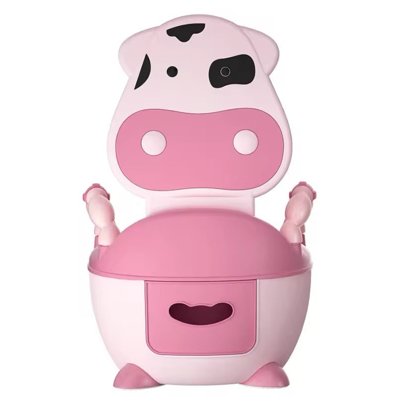 Cow-Themed Kids’ Potty Training Seat with Backrest & Arm Support